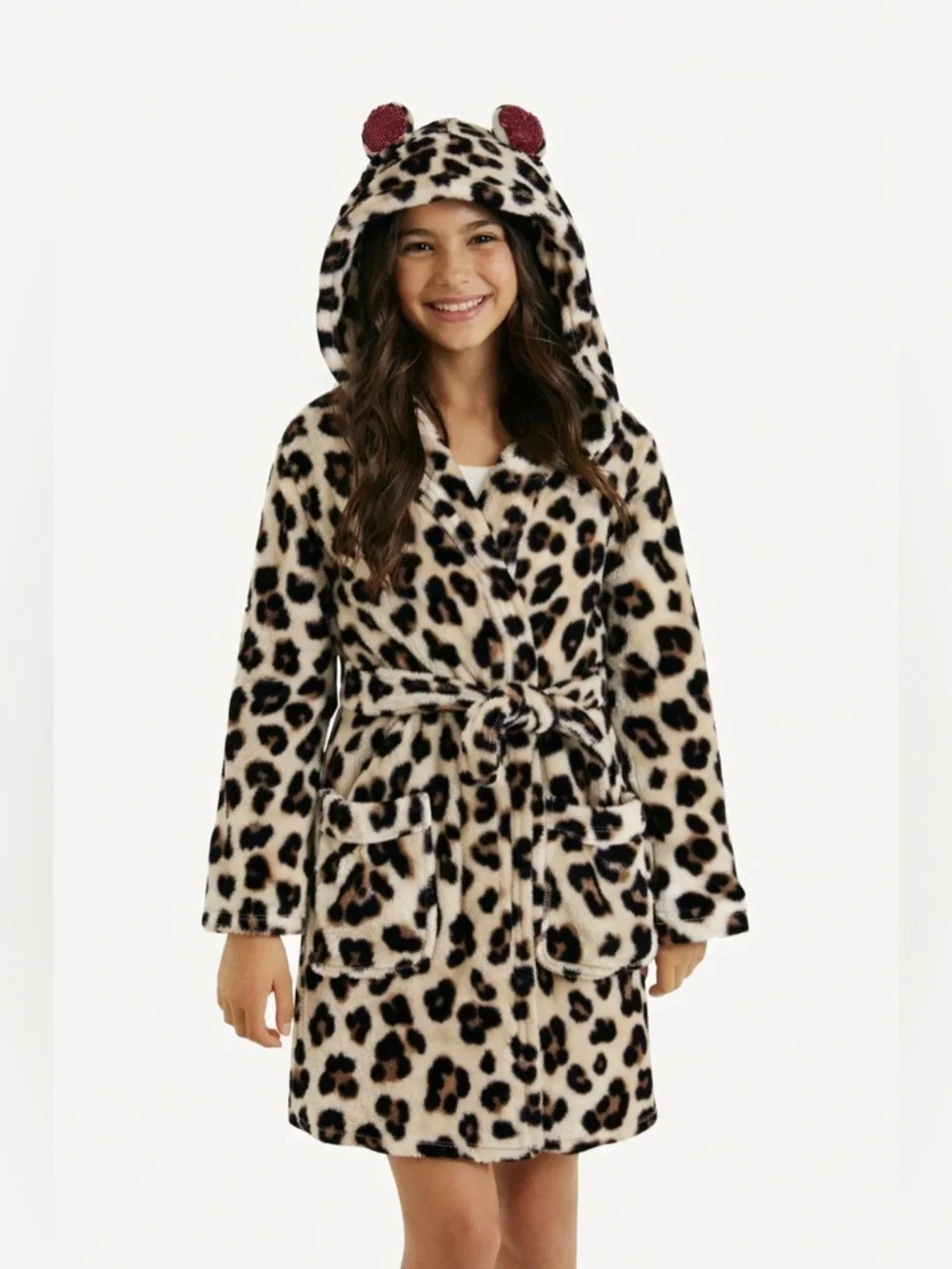 Justice Cheetah Print Plush Bath Robe Y2K Size 12/14
